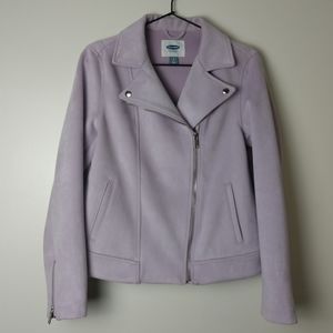 Old Navy Lilac Faux Suede Moto Jacket Size S